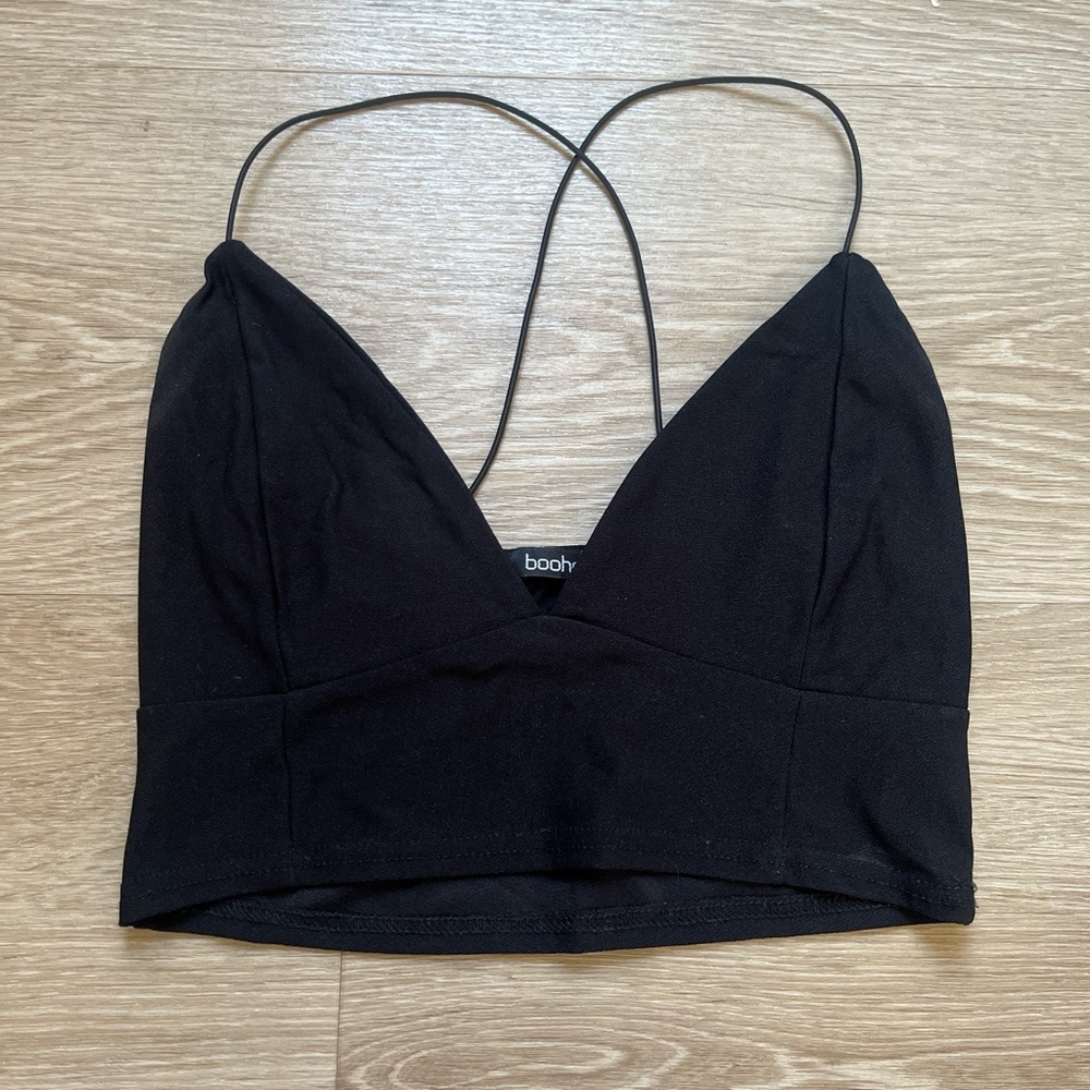 Boohoo Black Strappy Crop Top